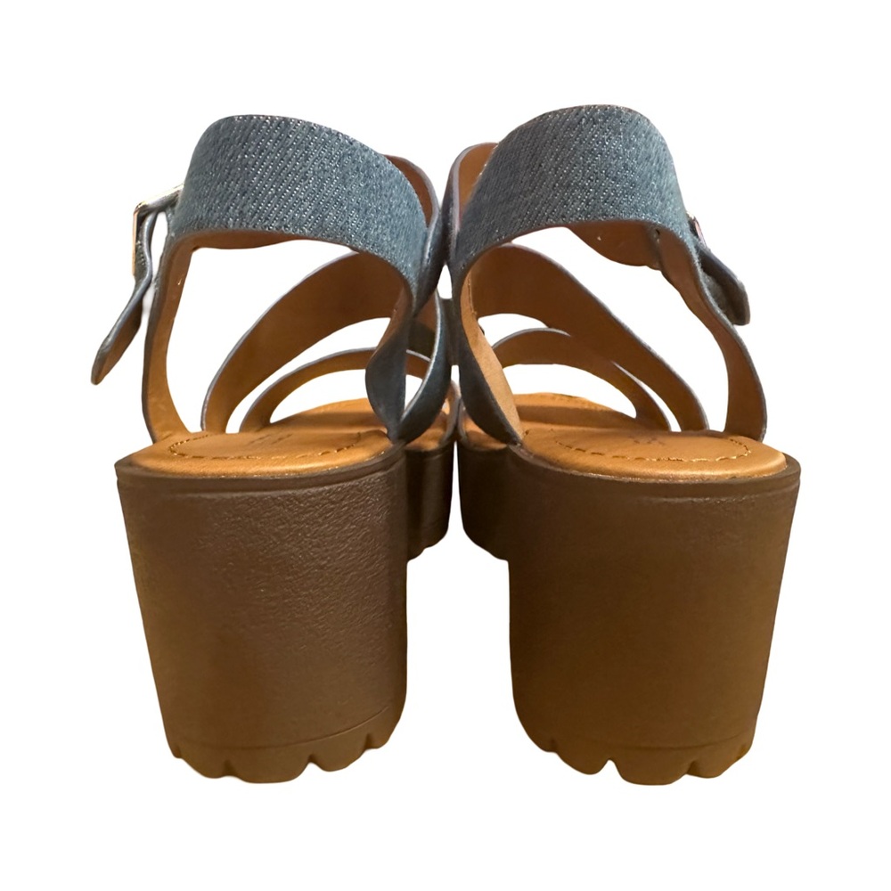 NWOT Soda ACCOUNT Women's Open Toe Block Heel Platform Sandals Denim Blue, Sz 10 - Picture 7 of 7